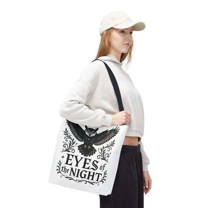 Eyes of the Night Owl Tote Bag, Artsy Shopping Bag, Eco-Friendly Carryall, Unique Gift for Animal Lovers, Halloween Decor, Beach Tote