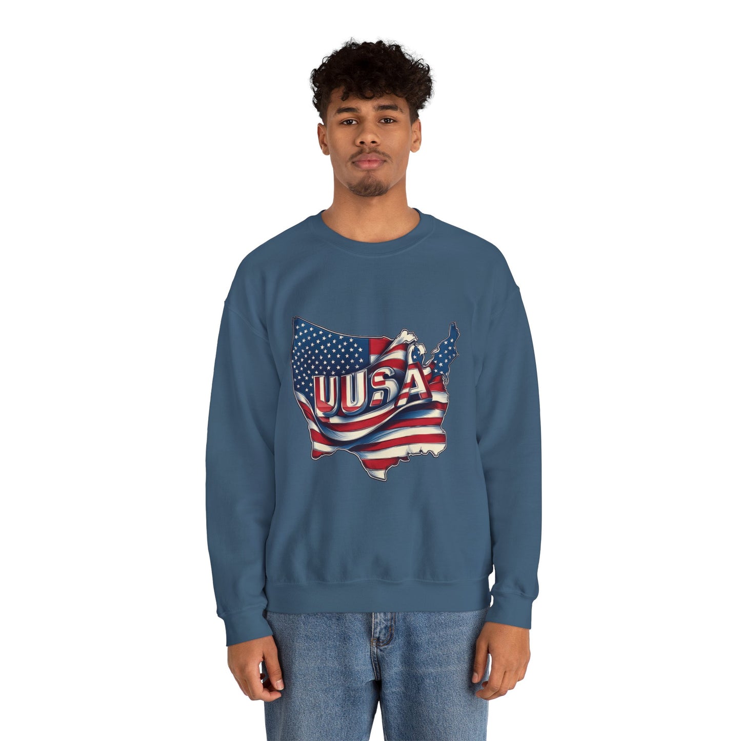 Patriotic USA Crewneck Sweatshirt, Unisex Sweatshirt, American Flag Apparel, Casual Comfort, Great for Independence Day and Holidays