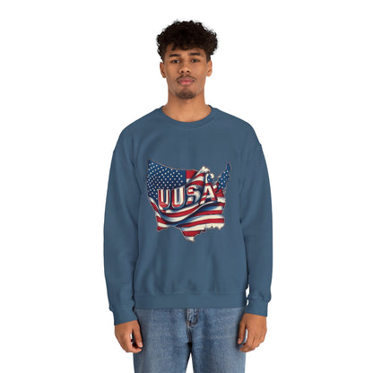 Patriotic USA Crewneck Sweatshirt, Unisex Sweatshirt, American Flag Apparel, Casual Comfort, Great for Independence Day and Holidays