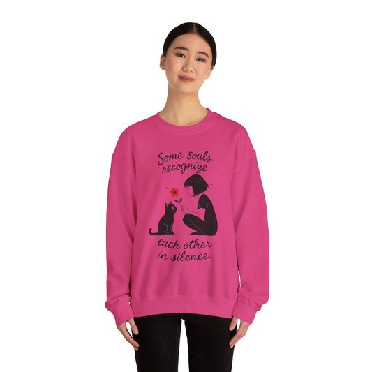Soulful Cat and Human Crewneck Sweatshirt, Cozy Gift for Cat Lovers, Womens Sweatshirt, Animal Lover Apparel, Thoughtful Gift Idea