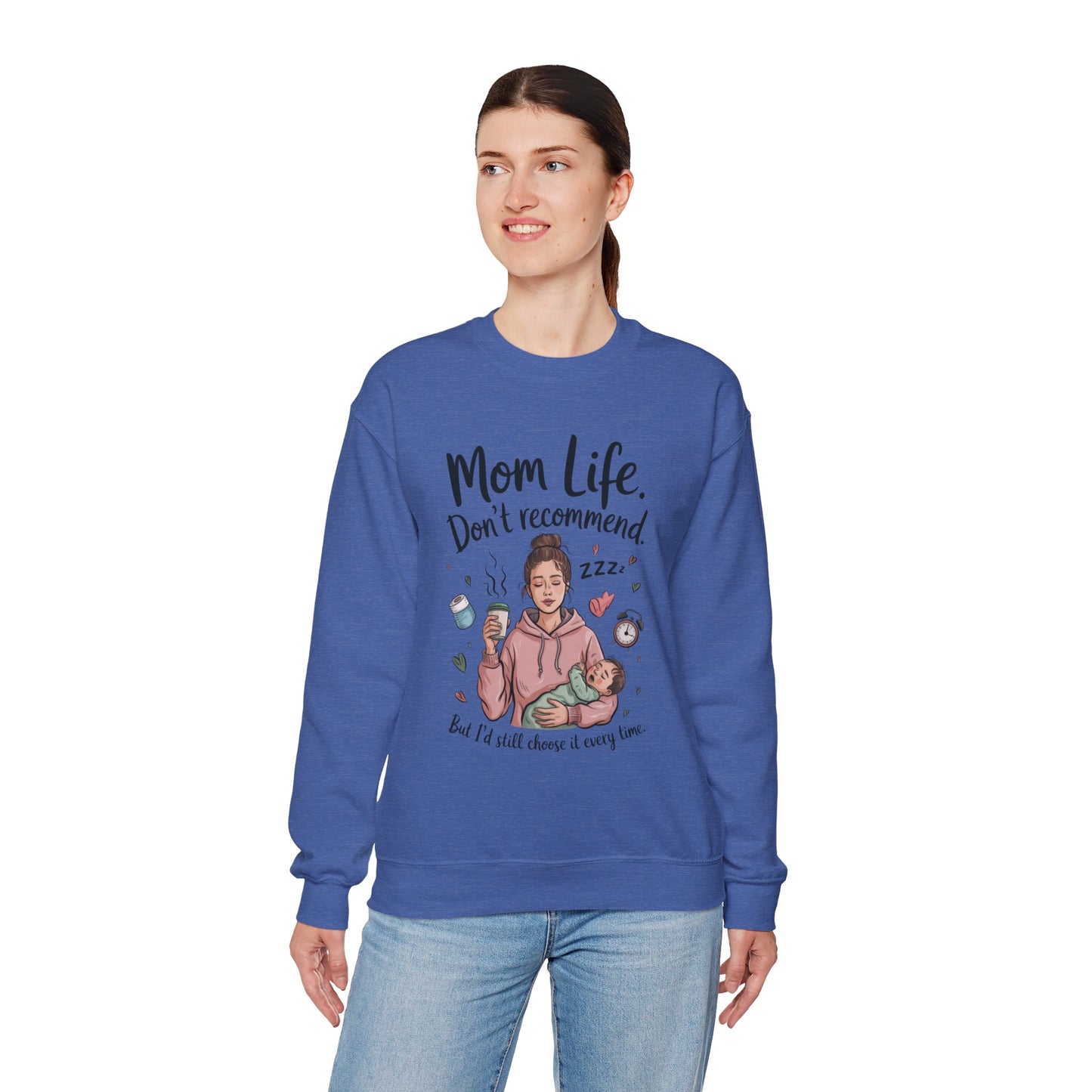Mom Life Crewneck Sweatshirt, New Mom Gift, Cozy Everyday Wear, Funny Parent Apparel, Tired Mama Humor Tee