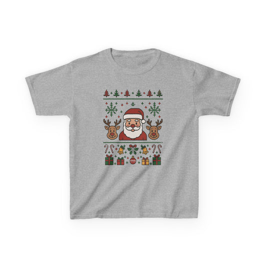 Santa - Reindeer Christmas Shirt for Kids, Cute Holiday Tee, Kids Heavy Cotton™ Tee