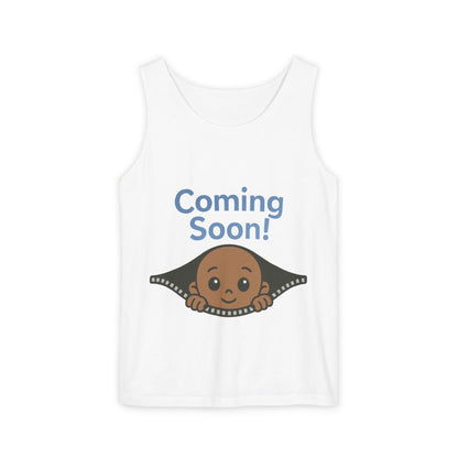 Coming Soon Maternity Tank Top, Cute Baby Boy Pregnancy Announcement Tee, Funny Expecting Mom Gift, Gender Reveal Tee, Baby Shower Top