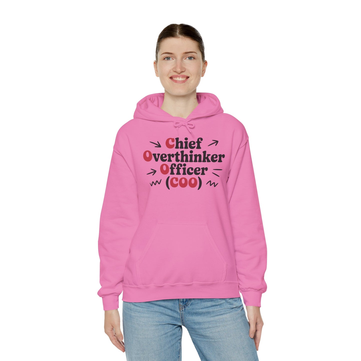 Chief Overthinker Officer Women's Hoodie, Funny COO Graphic Pullover, Sarcastic Office Humor Gift, Women's Heavy Blend™ Hooded Sweatshirt