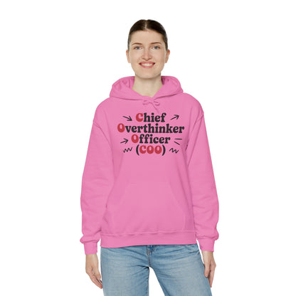 Chief Overthinker Officer Women's Hoodie, Funny COO Graphic Pullover, Sarcastic Office Humor Gift, Women's Heavy Blend™ Hooded Sweatshirt