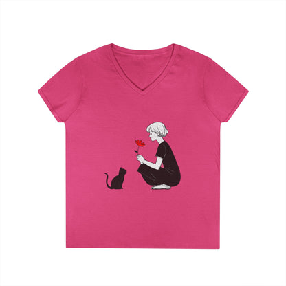 Cat Lover's V-Neck T-Shirt - Cute Graphic Tee for Pet Owners, Gifts for Cat Lovers, Animal Lover Apparel, Valentine's Day, Cat Love