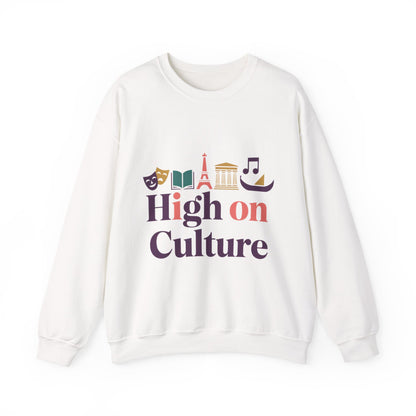 Womens Heavy Blend™ Crewneck Sweatshirt, High on Culture Womens Sweatshirt, Stylish Cultural Graphic Top