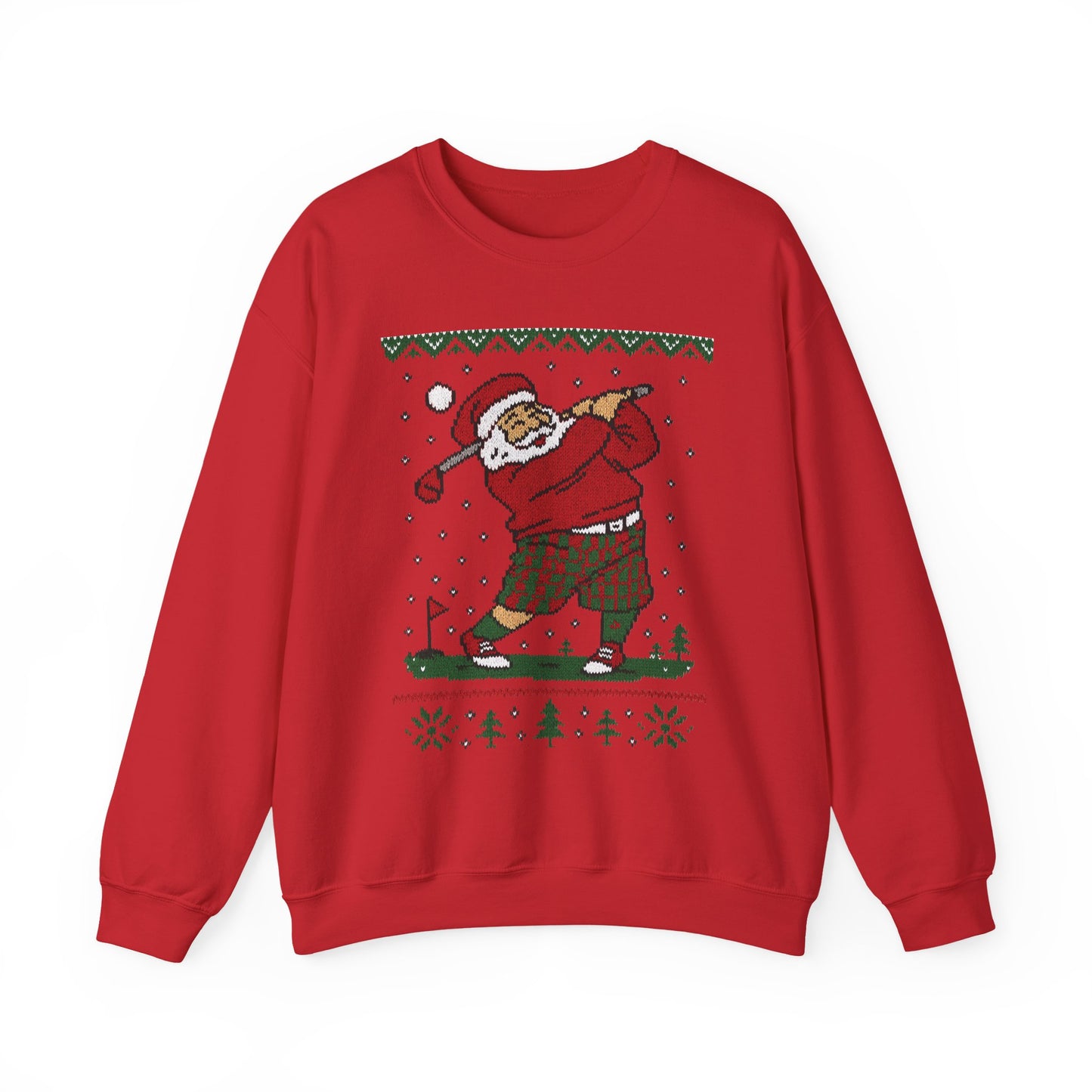 Golfing Santa Christmas Sweatshirt, Funny Golf Lover Holiday Jumper, Ugly Christmas Golf Sweater for Men