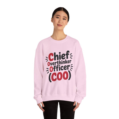 Chief Overthinker Officer Women's Sweatshirt, COO Funny Office Humor Graphic Pullover, Women's Heavy Blend™ Crewneck Sweatshirt