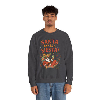 Santa Takes a Siesta Funny Christmas Sweatshirt for Men, Mexican Holiday Jumper