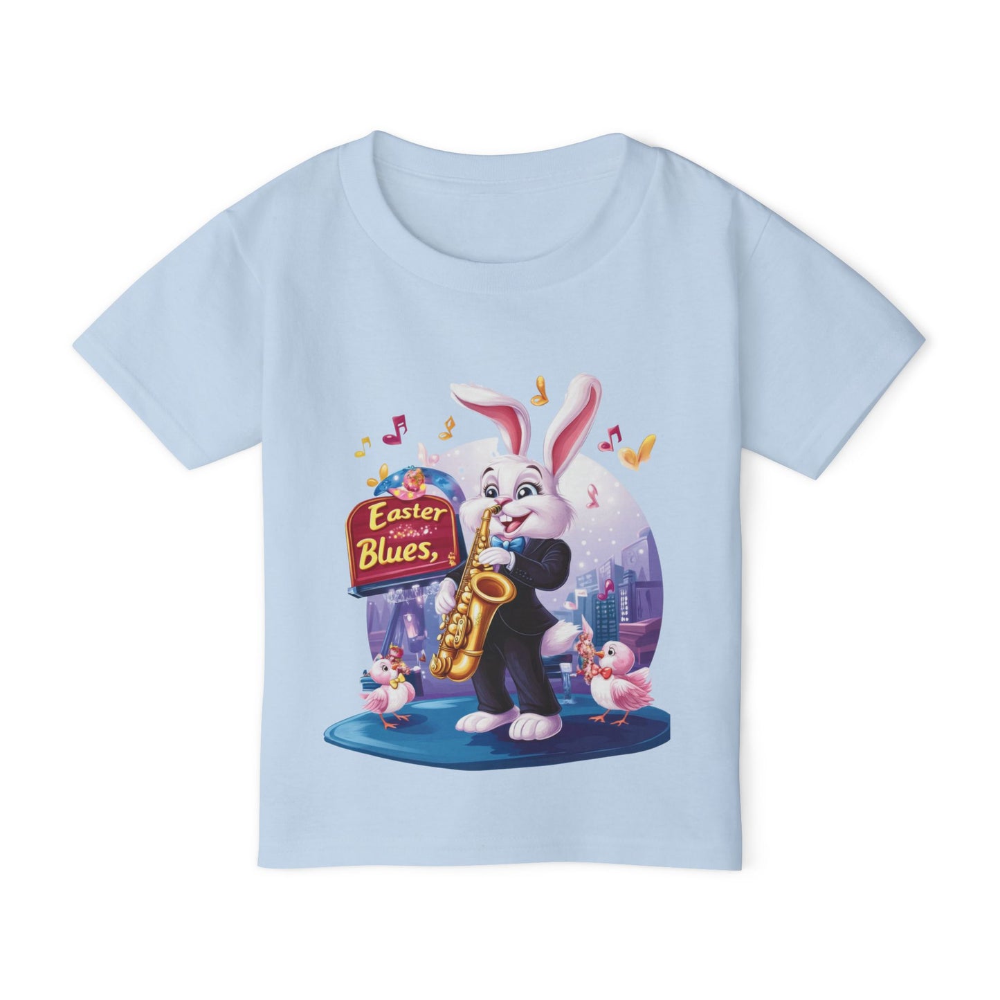 Easter Bunny Jazz Toddler T-Shirt - Cute Music Themed Tee for Kids, Saxophone Bunny Spring Shirt, Fun Gift for Little Boys & Girls