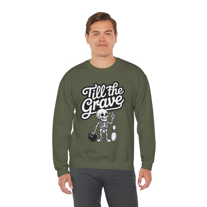 Funny Skeleton Bowling Mens Pullover, Halloween Apparel, Funny Skeleton Bowling Shirt, Casual Mens Crewneck, Cool Bowler Skull Crewneck
