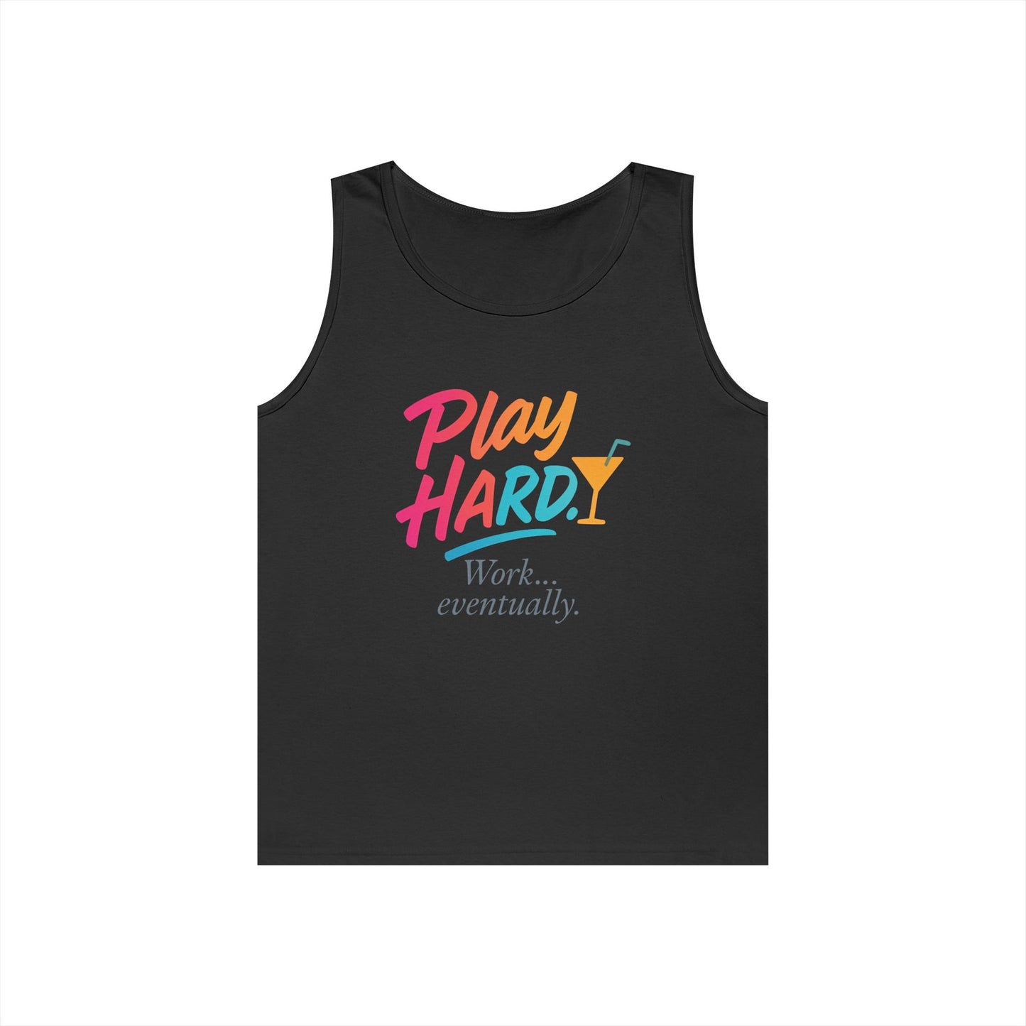 Play Hard, Work Eventually Tank Top, Womens Cotton Tank, Summer Apparel, Casual Wear, Gift for Him/Her, Beach Ready