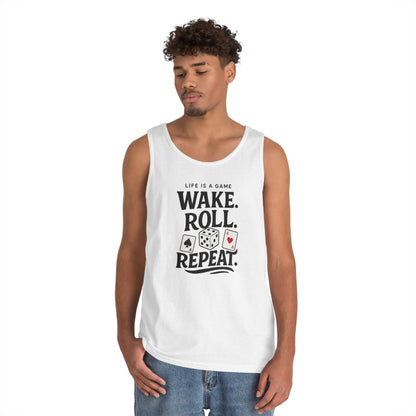 Game Themed Tank Top, Casual Tee, Gift for Gamers, Fun Workout Top, Funny Dice & Cards Shirt, Unisex Gambling Gift