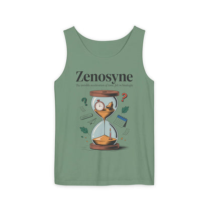 Zenosyne Tank Top, Unisex Garment-Dyed Tee, Time Awareness Gift, Casual Summer Wear, Philosophy Shirt, Unique Everyday Apparel