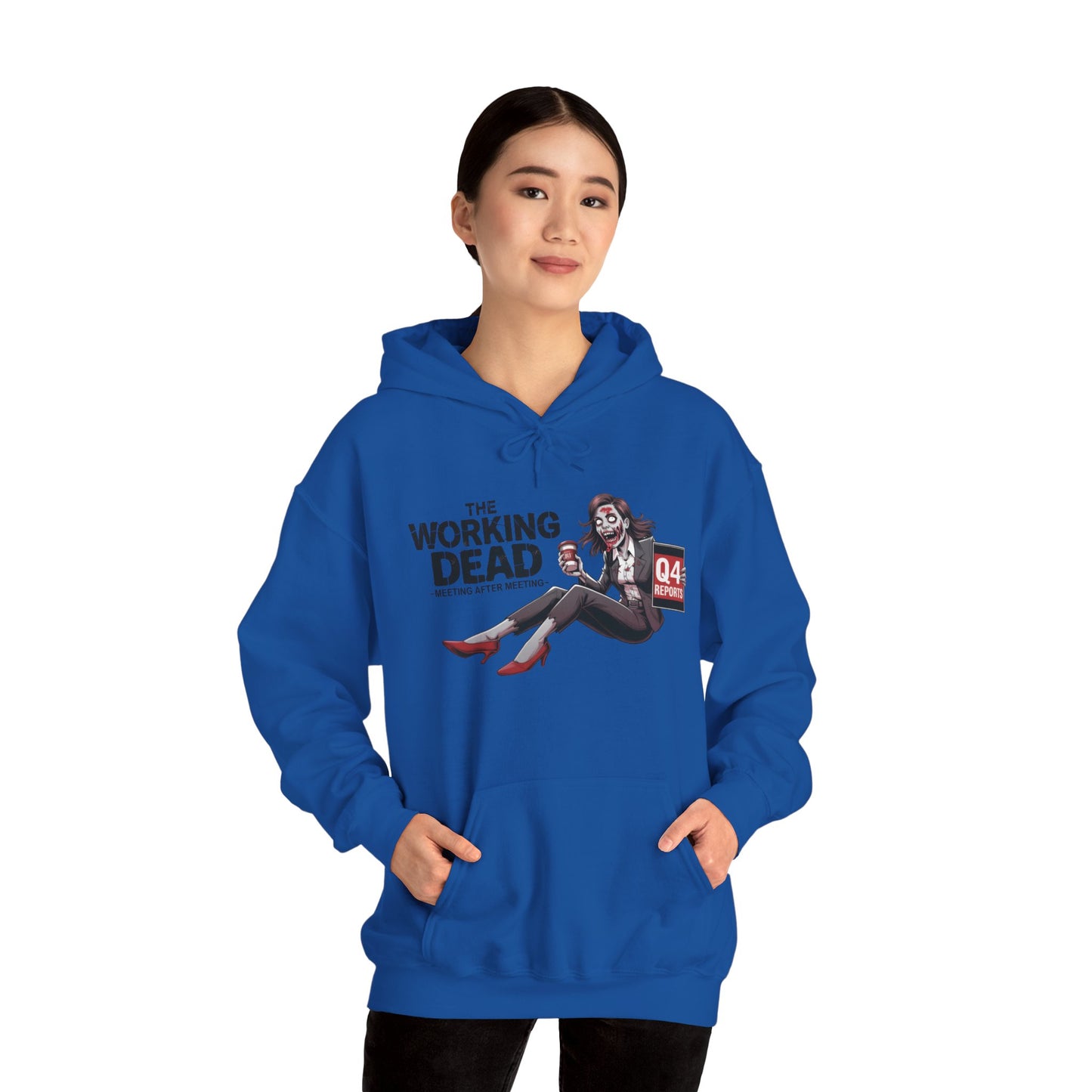 The Working Dead Women's Zombie Hoodie, Funny Office Meeting Sweatshirt, Halloween Zombie Top, Halloween Work Top