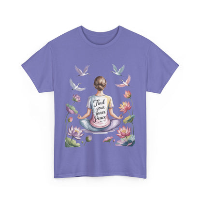 Find Your Inner Peace Womens Heavy Cotton Tee, Motivational Shirt, Meditation Apparel, Relaxation Gift, Casual Wear, Mindfulness Tee