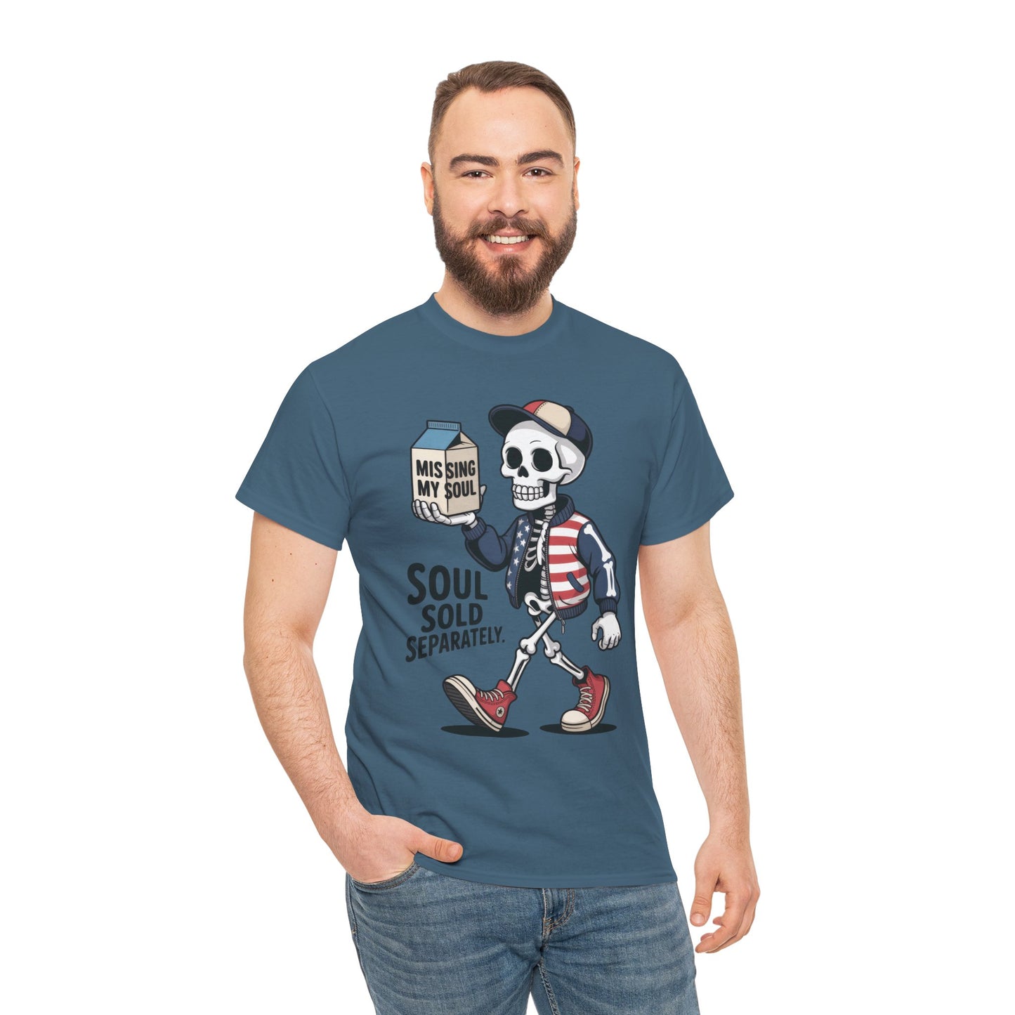 Funny Skeleton T-Shirt Soul Sold Separately Graphic Tee, Missing Soul Cartoon Shirt, Gothic Streetwear, Halloween Gift Tee