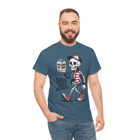 Funny Skeleton T-Shirt Soul Sold Separately Graphic Tee, Missing Soul Cartoon Shirt, Gothic Streetwear, Halloween Gift Tee