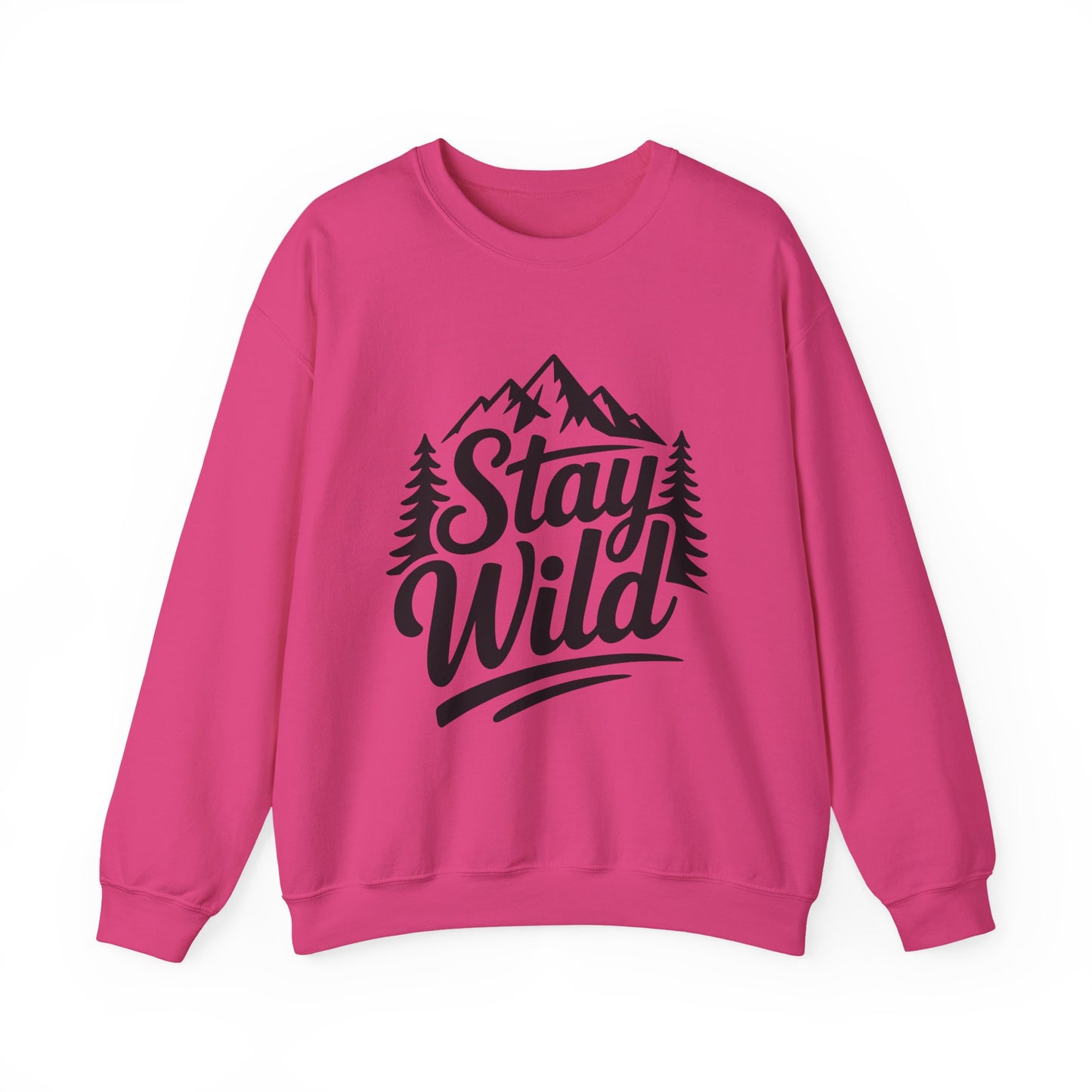 Stay Wild Unisex Crewneck Sweatshirt, Cozy Casual Wear for Adventurers, for Nature Lovers, Mountain Nature Unisex Crewneck Sweatshirt