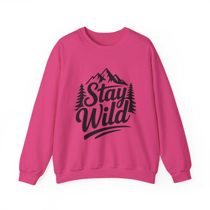 Stay Wild Unisex Crewneck Sweatshirt, Cozy Casual Wear for Adventurers, for Nature Lovers, Mountain Nature Unisex Crewneck Sweatshirt