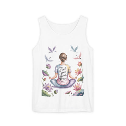 Meditation Floral Womens Tank Top, Find Your Inner Peace, Yoga Apparel, Gift for Mindfulness, Summer Relaxed Wear