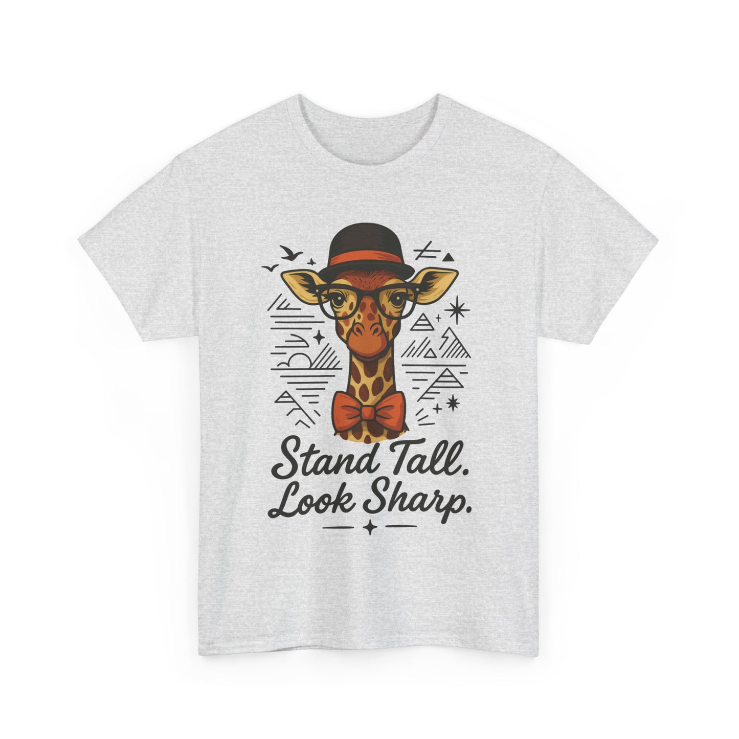 Hipster Giraffe T-Shirt with Hat and Glasses, Whimsical Giraffe Tee, Fun Gift, Cute Graphic Shirt, Unisex Heavy Cotton Tee