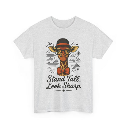 Hipster Giraffe T-Shirt with Hat and Glasses, Whimsical Giraffe Tee, Fun Gift, Cute Graphic Shirt, Unisex Heavy Cotton Tee