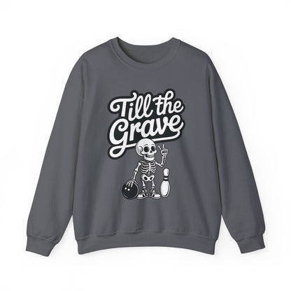 Funny Skeleton Bowling Mens Pullover, Halloween Apparel, Funny Skeleton Bowling Shirt, Casual Mens Crewneck, Cool Bowler Skull Crewneck