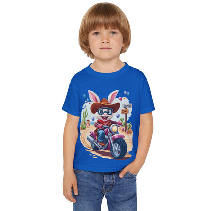 Easter Bunny Motorcycle Toddler T-Shirt - Fun Spring Tee for Kids, Biker Bunny Shirt, Cute Easter Gift, Cotton Tee for Boys and Girls