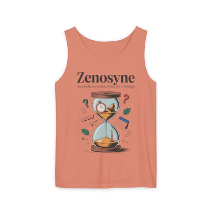 Zenosyne Tank Top, Unisex Garment-Dyed Tee, Time Awareness Gift, Casual Summer Wear, Philosophy Shirt, Unique Everyday Apparel