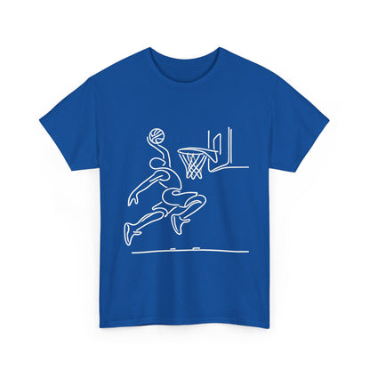 Basketball Slam Dunk Line Art Shirt, Unisex Heavy Cotton Tee, Sportswear, Gift for Athletes, Streetwear, Basketball Player T-Shirt