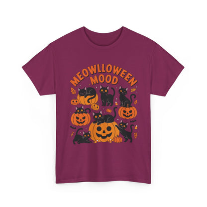 Meowlloween Mood Cat Shirt for Women, Cute Black Cat and Pumpkin Halloween Tee, Cozy Fall Kawaii Spooky Graphic Top, Cat Lover Gift
