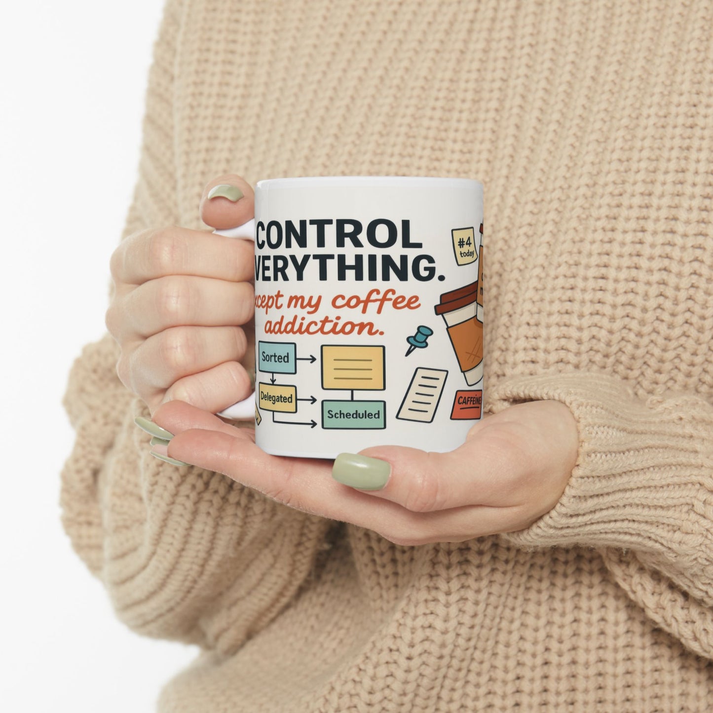 Funny Coffee Addiction Mug, Funny Coffee Lover Gift, Office Mug, Caffeine Addict Gift, Caffeine Chaos Humor Cup, Gift for Coffee Lovers