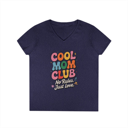 Cool Mom Club V-Neck T-Shirt, Fun Mom Shirt, Gift for Moms, Casual Graphic Tee, Mother's Day Gift, No Rules Just Love