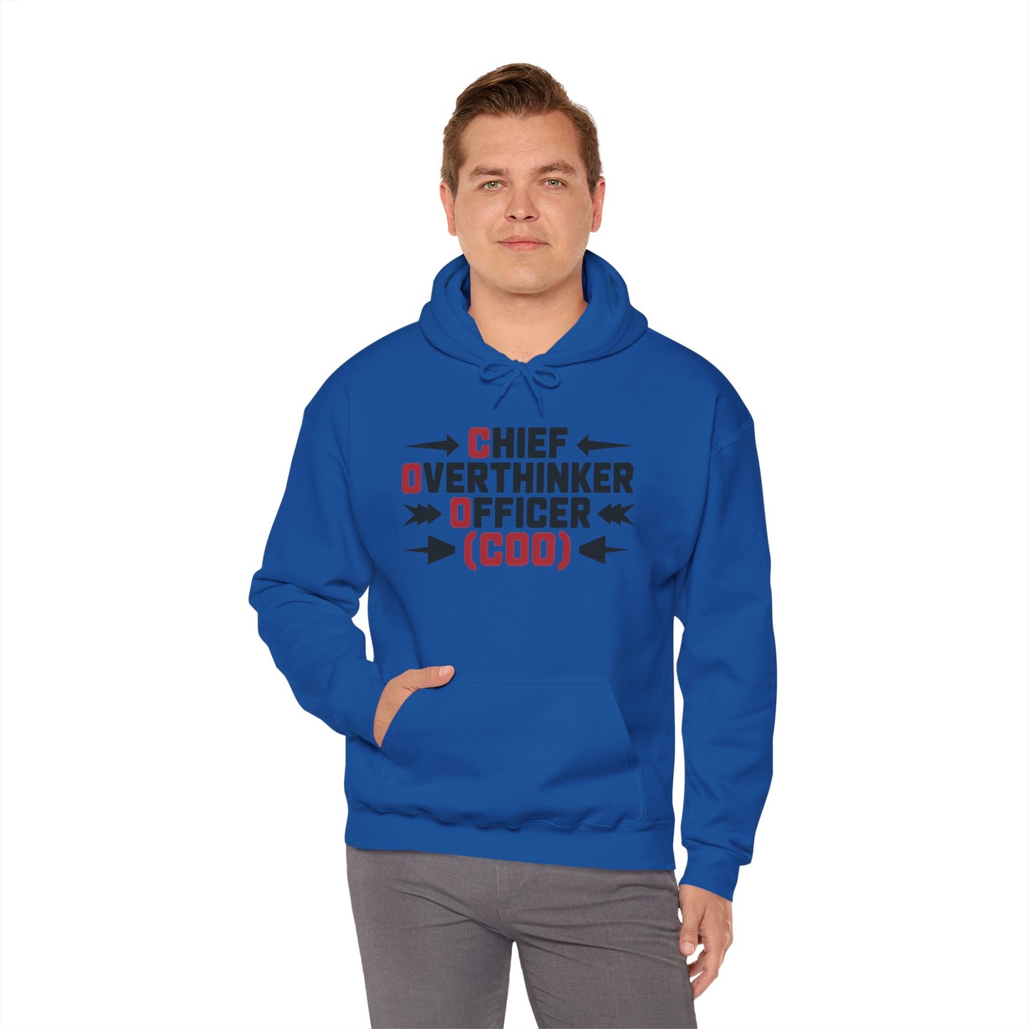 Chief Overthinker Officer Men's Hoodie, Funny COO Graphic Pullover, Sarcastic Office Humor Gift, Men's Heavy Blend™ Hooded Sweatshirt