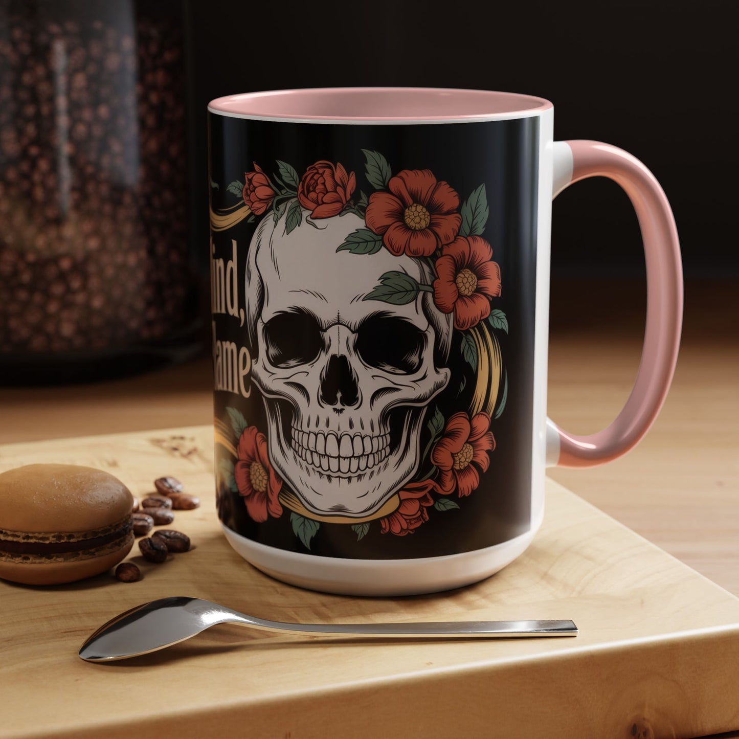 Eternal Mind Endless Flame Mug, Gothic Skull - Floral Coffee Cup, Dark Romantic Gift for Halloween or Everyday Use, Coffee Mug (11, 15oz)