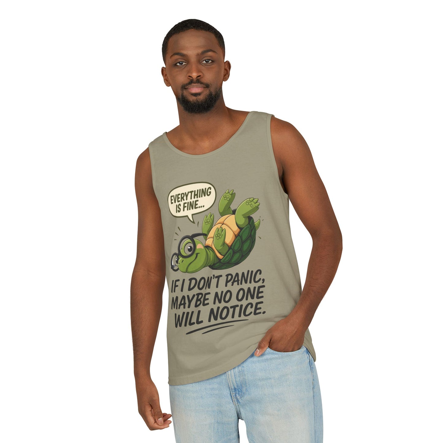 Mens Funny Turtle Graphic Tank Top, Summer Apparel, Gift for Animal Lovers, Beach Day Essentials, Mens Casual Wear, Relaxed Vibes