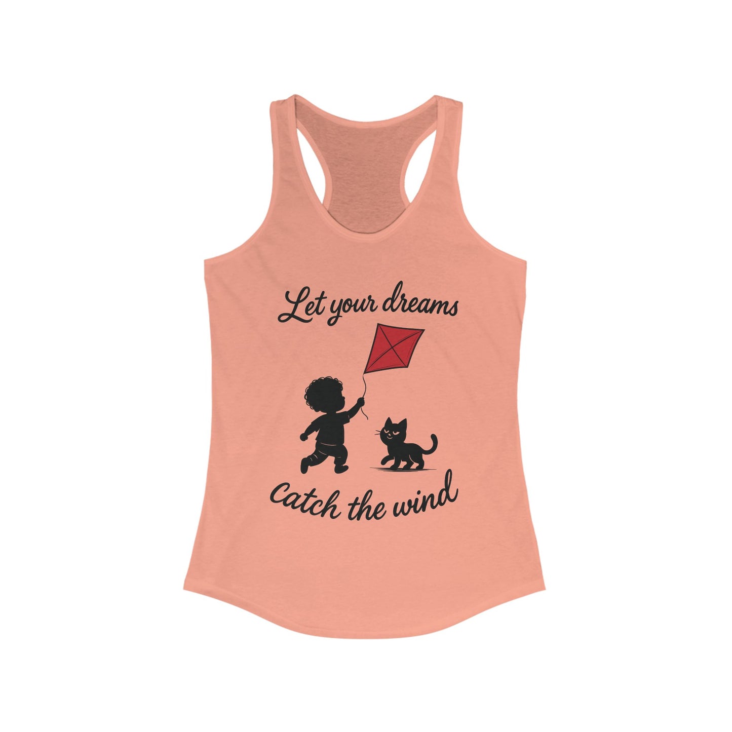 Inspirational Women's Racerback Tank - "Let Your Dreams Catch the Wind" - Motivational Workout Top, Summer Wear, Gift for Dreamers