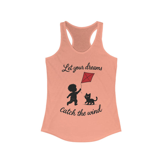 Inspirational Women's Racerback Tank - "Let Your Dreams Catch the Wind" - Motivational Workout Top, Summer Wear, Gift for Dreamers