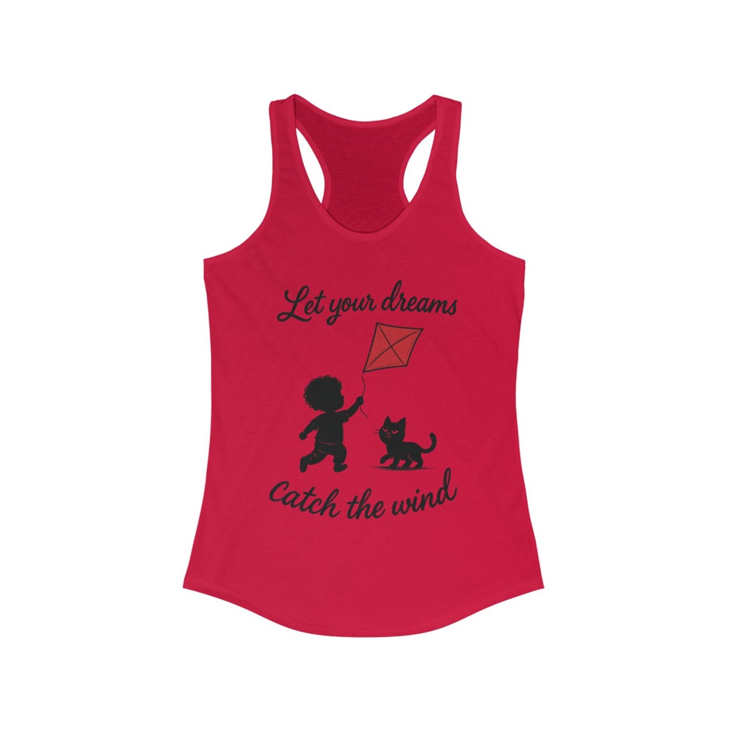 Inspirational Women's Racerback Tank - "Let Your Dreams Catch the Wind" - Motivational Workout Top, Summer Wear, Gift for Dreamers