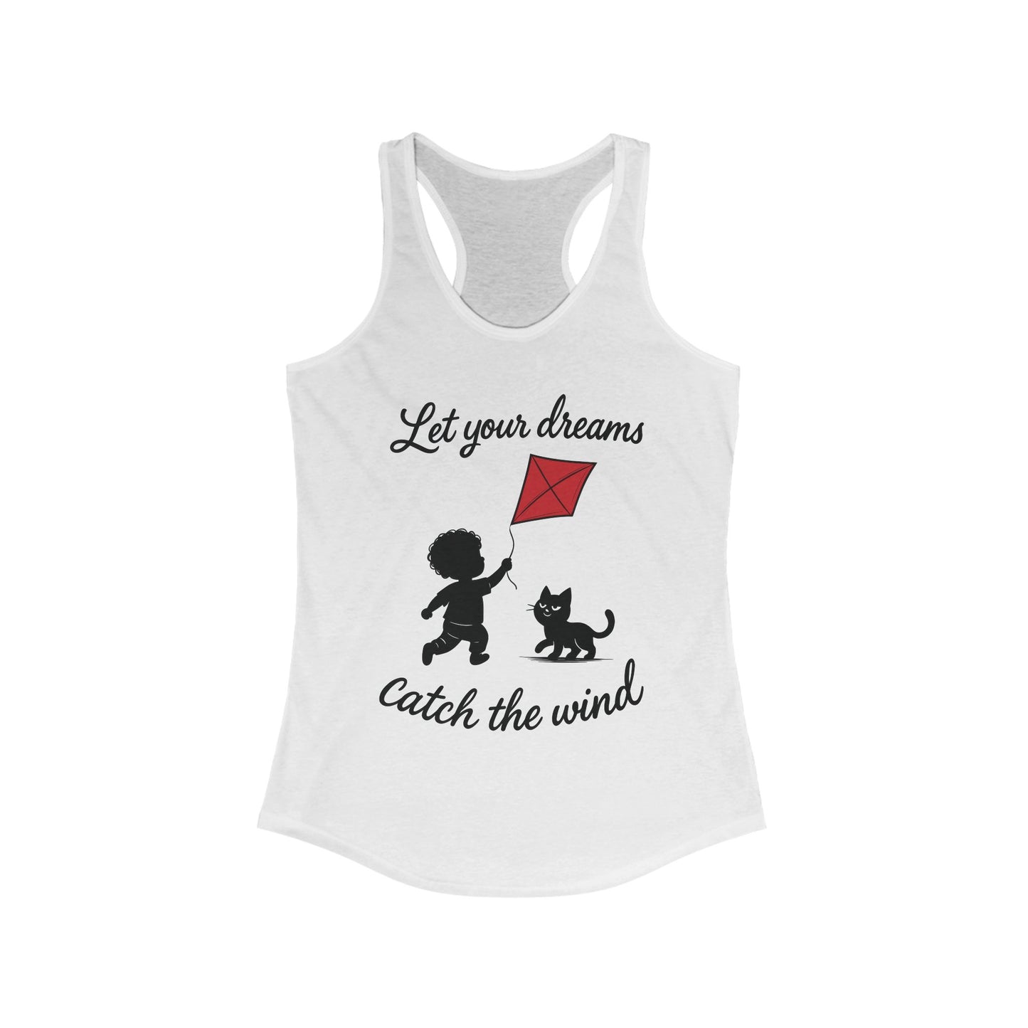 Inspirational Women's Racerback Tank - "Let Your Dreams Catch the Wind" - Motivational Workout Top, Summer Wear, Gift for Dreamers