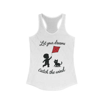 Inspirational Women's Racerback Tank - "Let Your Dreams Catch the Wind" - Motivational Workout Top, Summer Wear, Gift for Dreamers