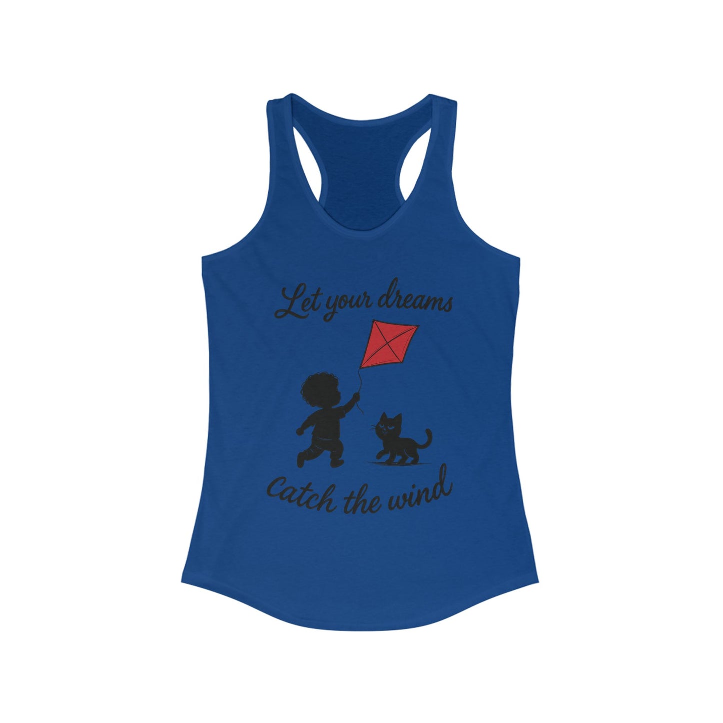Inspirational Women's Racerback Tank - "Let Your Dreams Catch the Wind" - Motivational Workout Top, Summer Wear, Gift for Dreamers