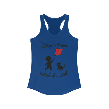 Inspirational Women's Racerback Tank - "Let Your Dreams Catch the Wind" - Motivational Workout Top, Summer Wear, Gift for Dreamers