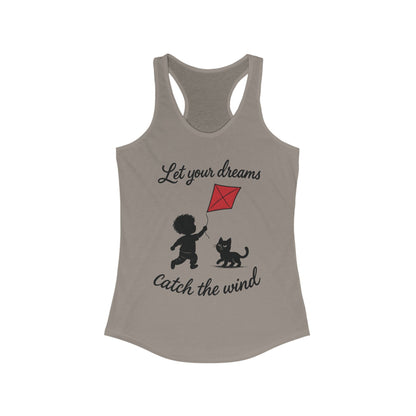 Inspirational Women's Racerback Tank - "Let Your Dreams Catch the Wind" - Motivational Workout Top, Summer Wear, Gift for Dreamers