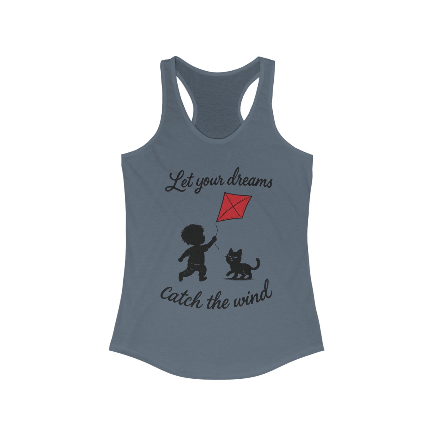 Inspirational Women's Racerback Tank - "Let Your Dreams Catch the Wind" - Motivational Workout Top, Summer Wear, Gift for Dreamers