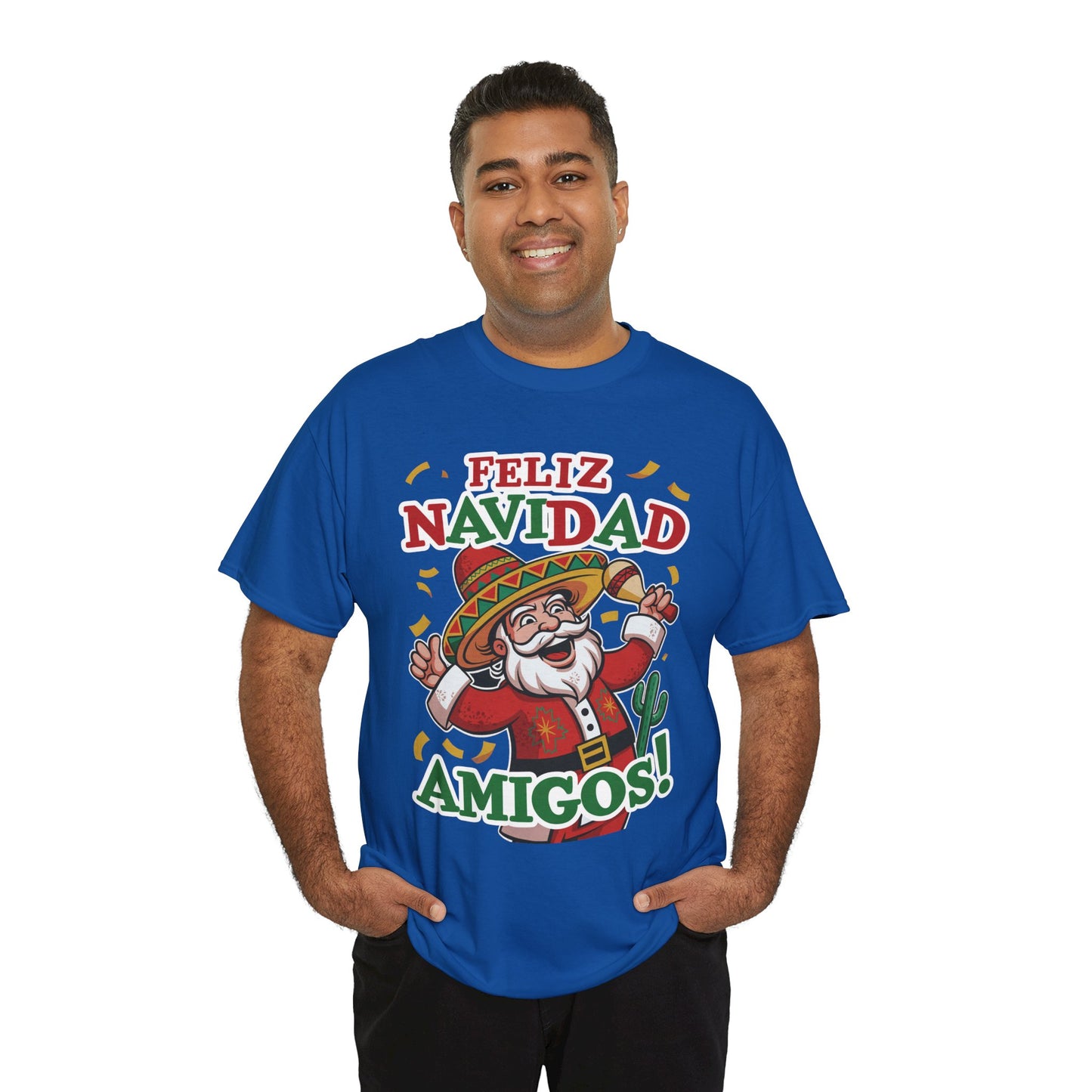 Feliz Navidad Amigos! Funny Mexican Santa Christmas T-Shirt, Latin Holiday Tee, Sombrero Santa Fiesta Shirt