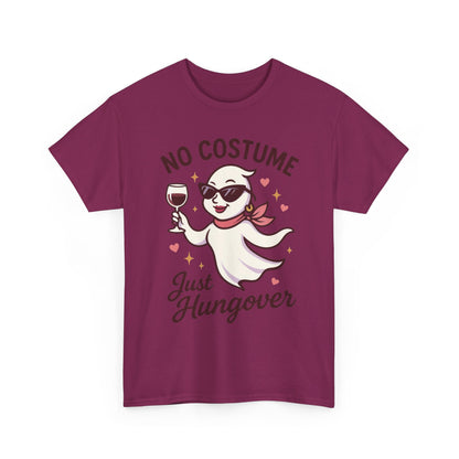 No Costume Just Hungover Women's T-Shirt, Funny Ghost Wine Halloween Party Graphic Tee
