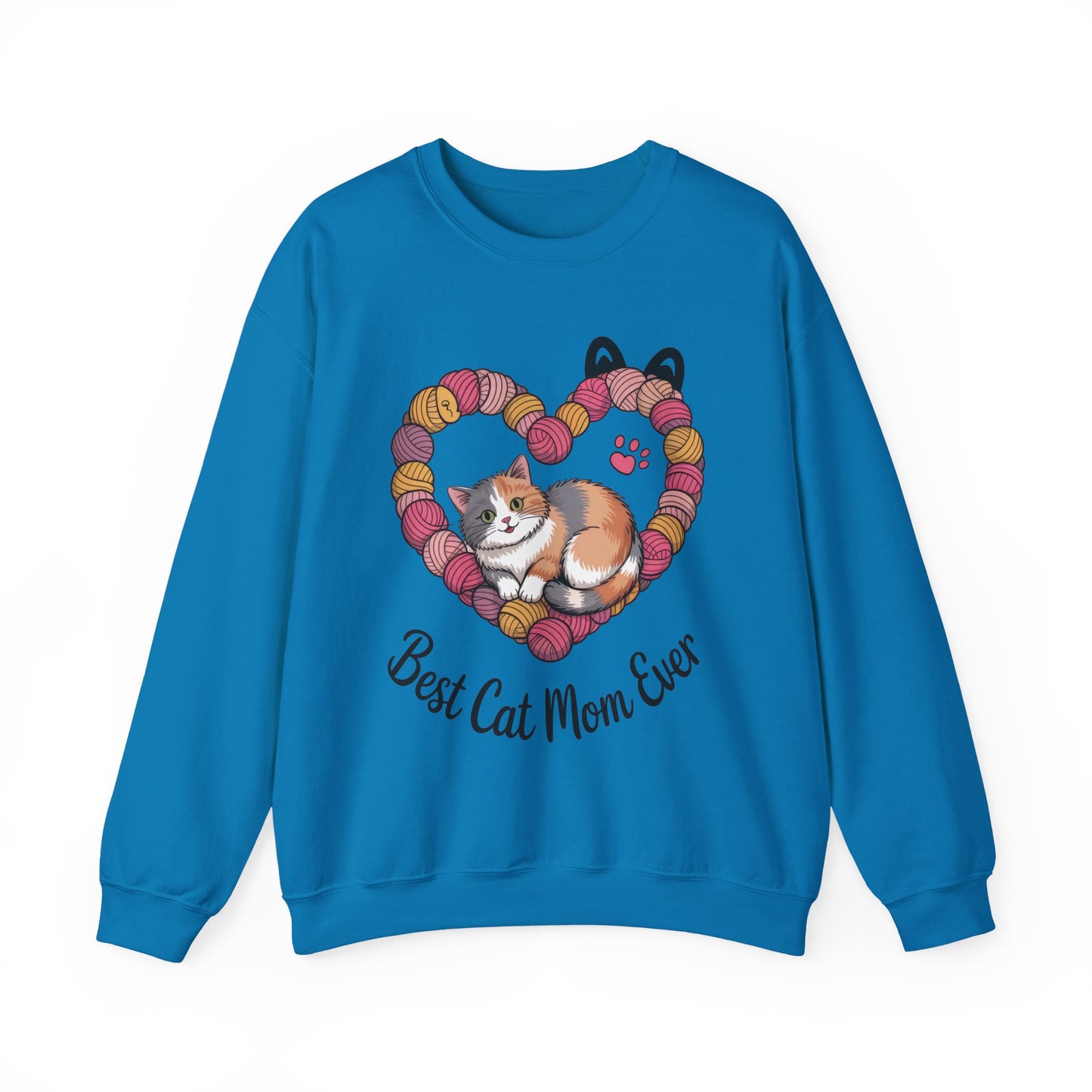 Best Cat Mom Ever Sweatshirt, Cozy Cat Lover Gift, Mother's Day Apparel, Pet Owner Sweatshirt, Cute Gift for Cat Moms, Yarn Themed